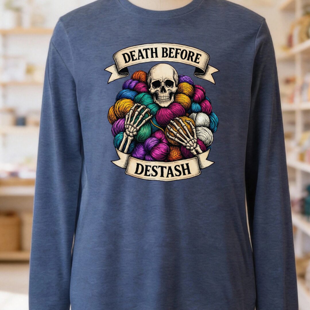 Death Before Destash Long Sleeve Tee Navy t-shirt