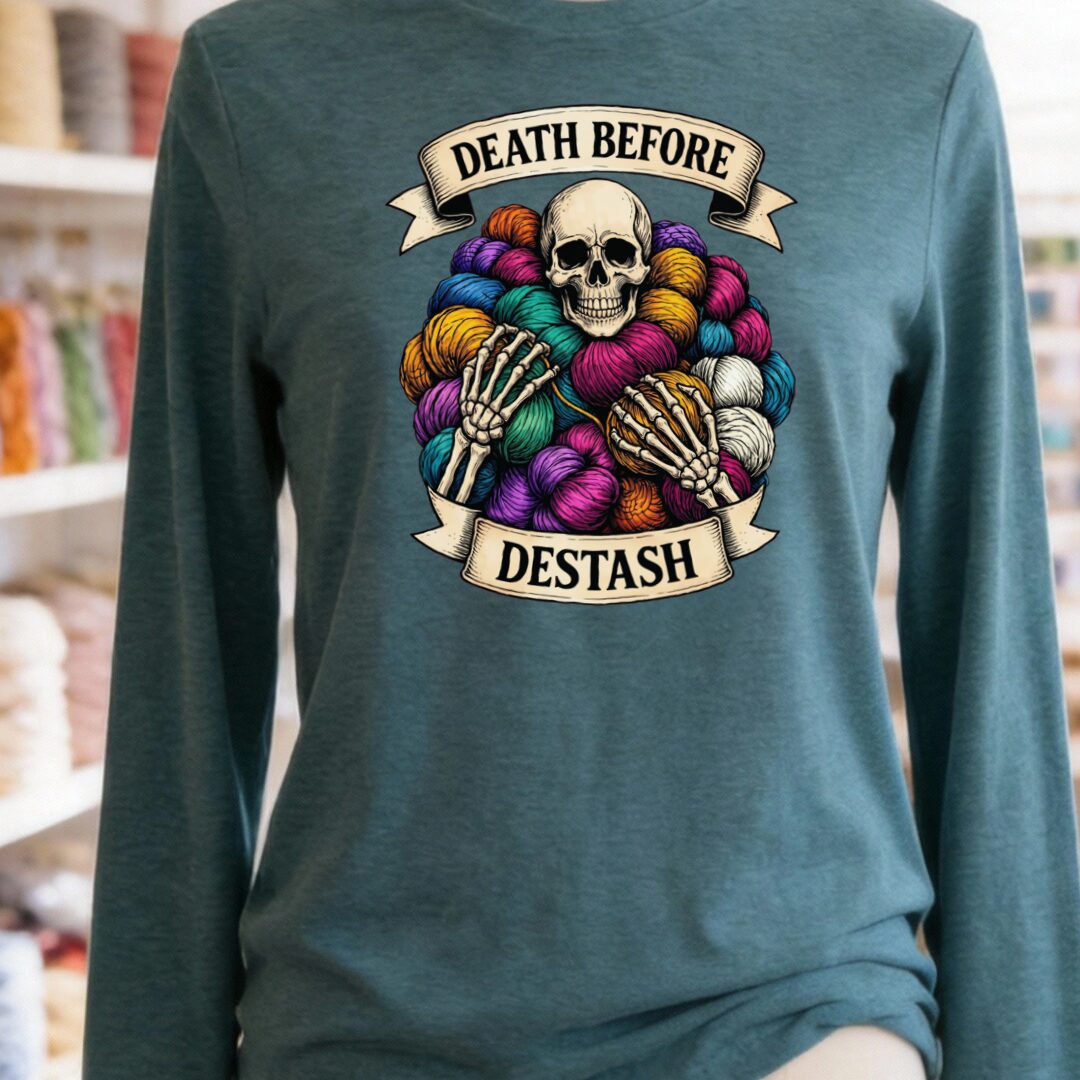 Death Before Destash Teal Blue Long Sleeve Tee.jpg