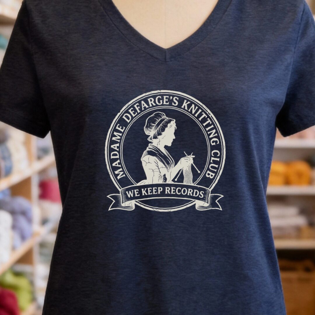 Defarge Records V-Neck T-Shirt Navy t-shirt