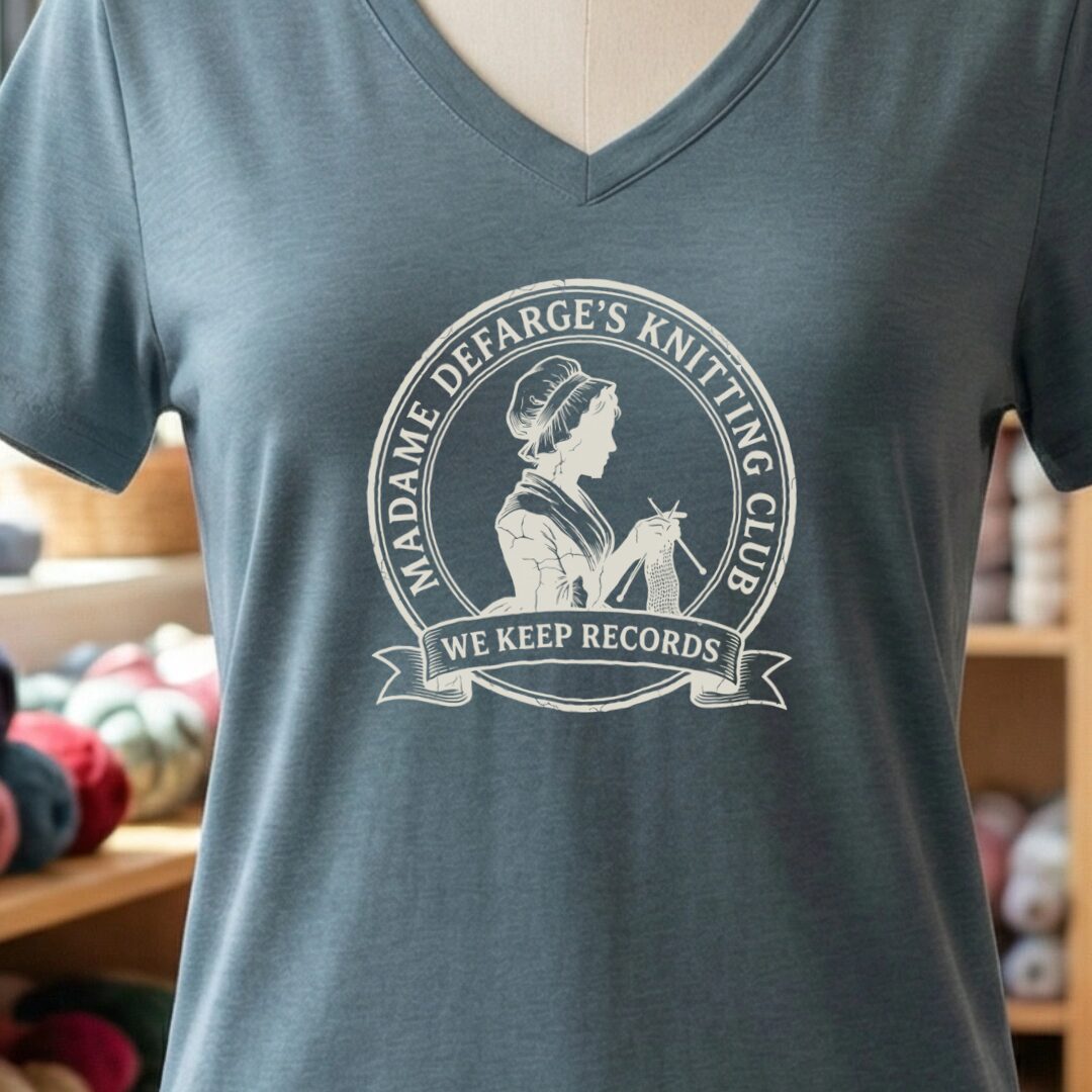 Defarge Records V-Neck T-Shirt Slate t-shirt