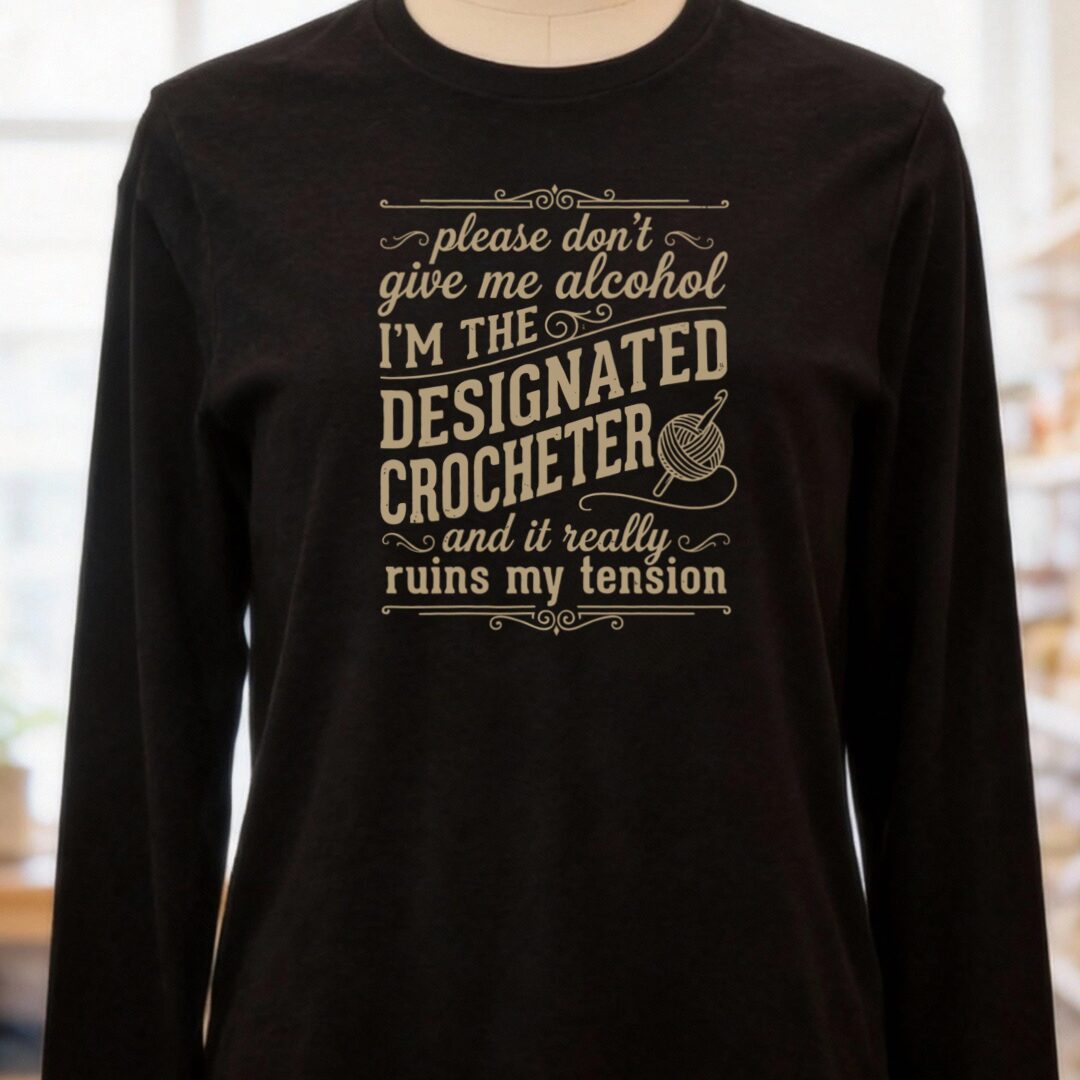 Designated Crocheter Long Sleeve Tee Black t-shirt