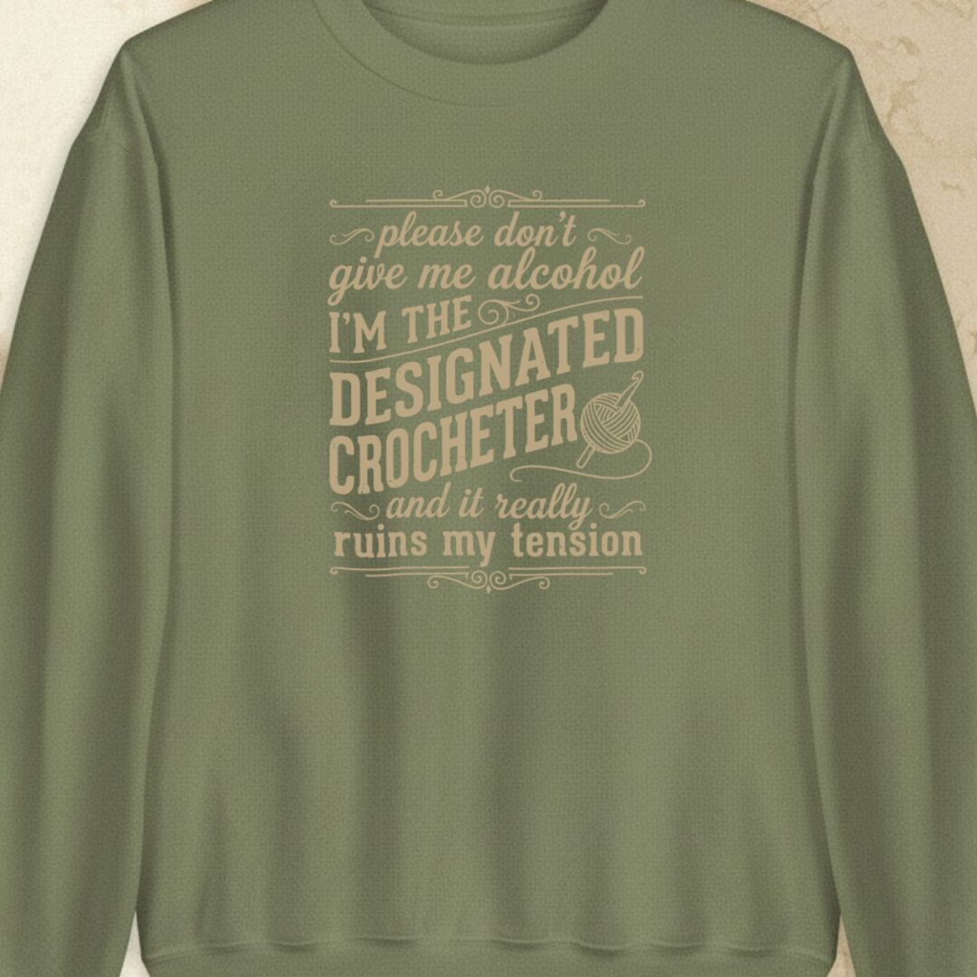 Designated Crocheter Military Green Sweatshirt.jpg