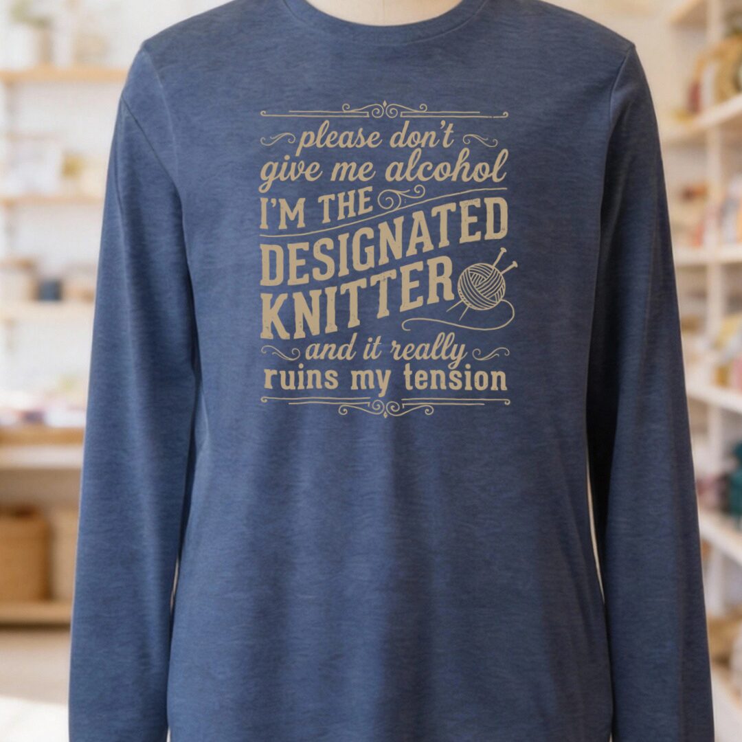 Designated Knitter Heather Navy Long Sleeve Tee.jpg