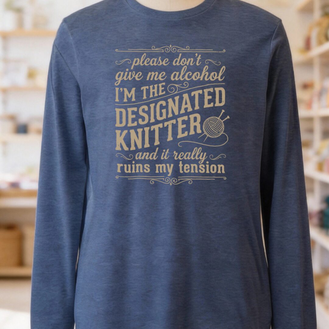 Designated Knitter Long Sleeve Tee Navy t-shirt