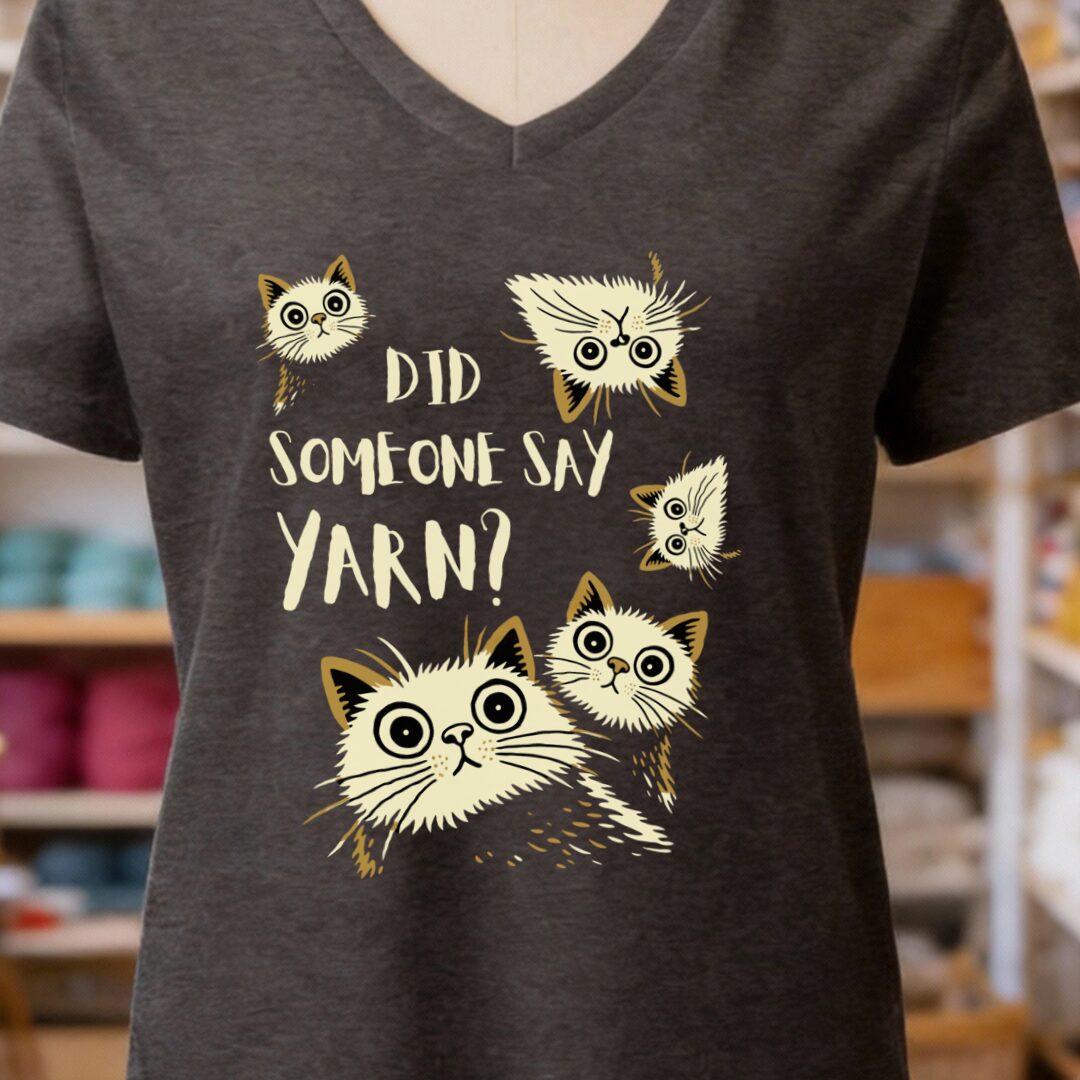 Did Someone Say Yarn V-Neck T-Shirt Dark Grey t-shirt