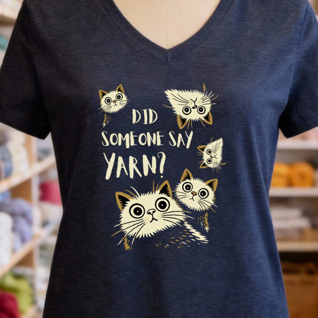 Did Someone Say Yarn V-Neck T-Shirt Navy t-shirt