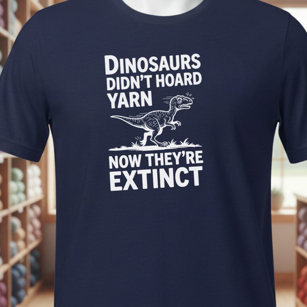 Dinosaurs Didn't Hoard Yarn T-Shirt Navy t-shirt