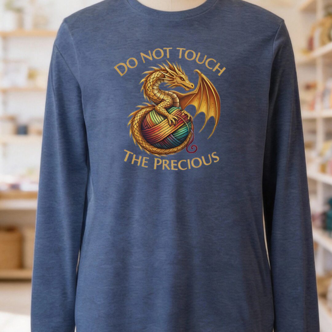 Do Not Touch Long Sleeve Tee Heather Navy t-shirt
