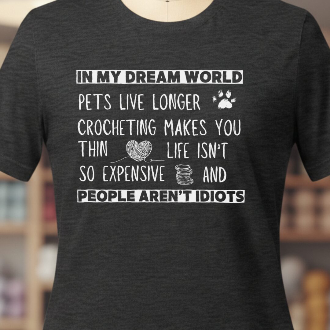 Dream World Crochet T-Shirt Dark Grey t-shirt