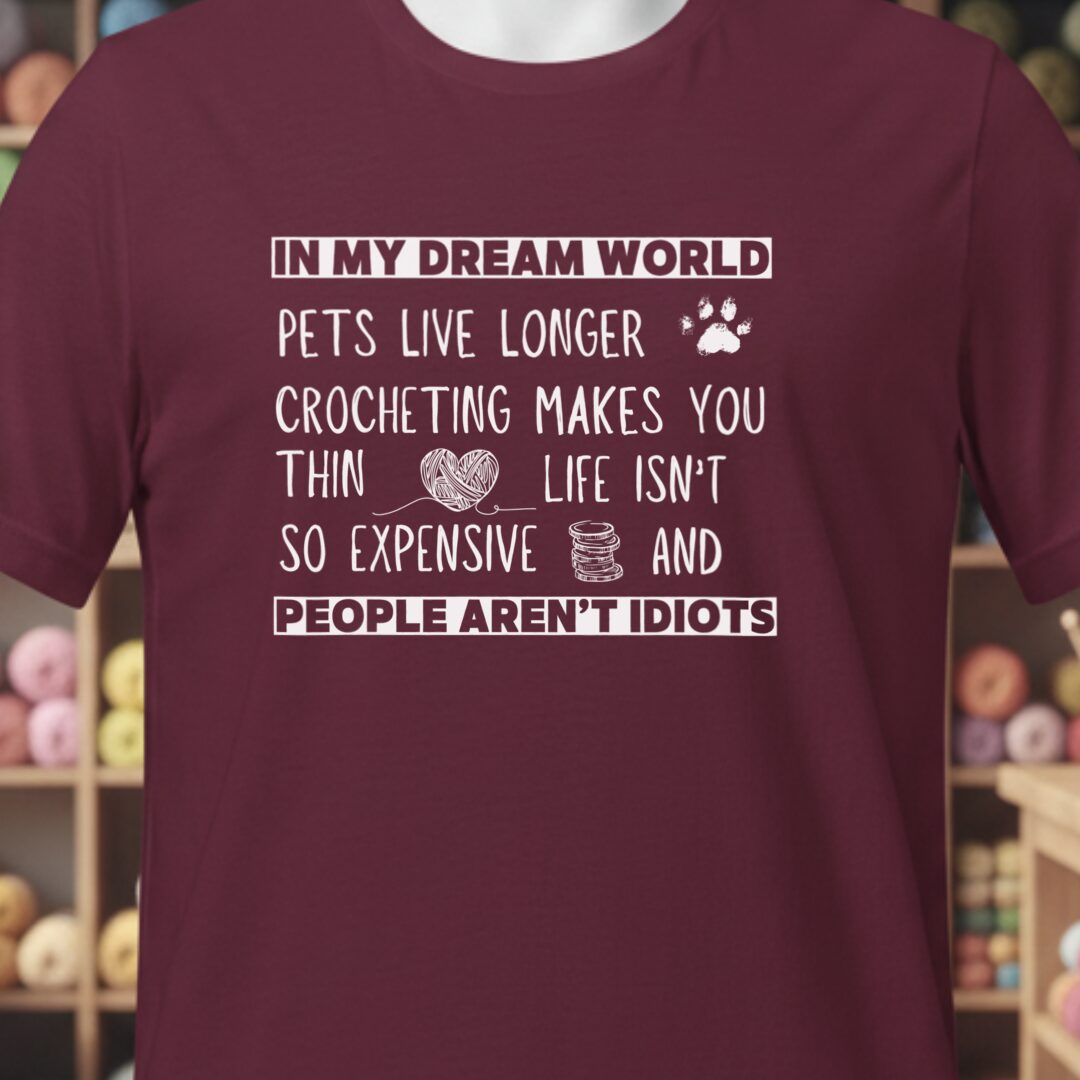 Dream World Crochet T-Shirt Maroon t-shirt