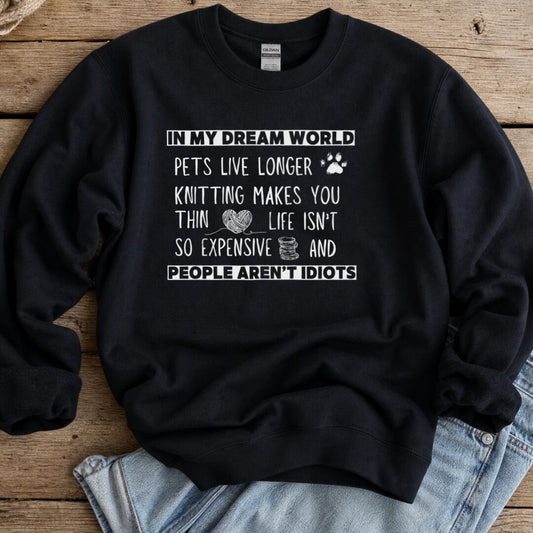 Dream World Knitting Sweatshirt Black t-shirt
