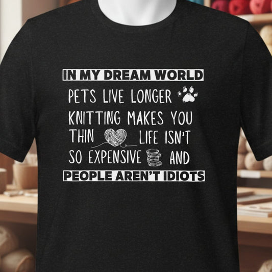 Dream World Knitting T-Shirt Black t-shirt
