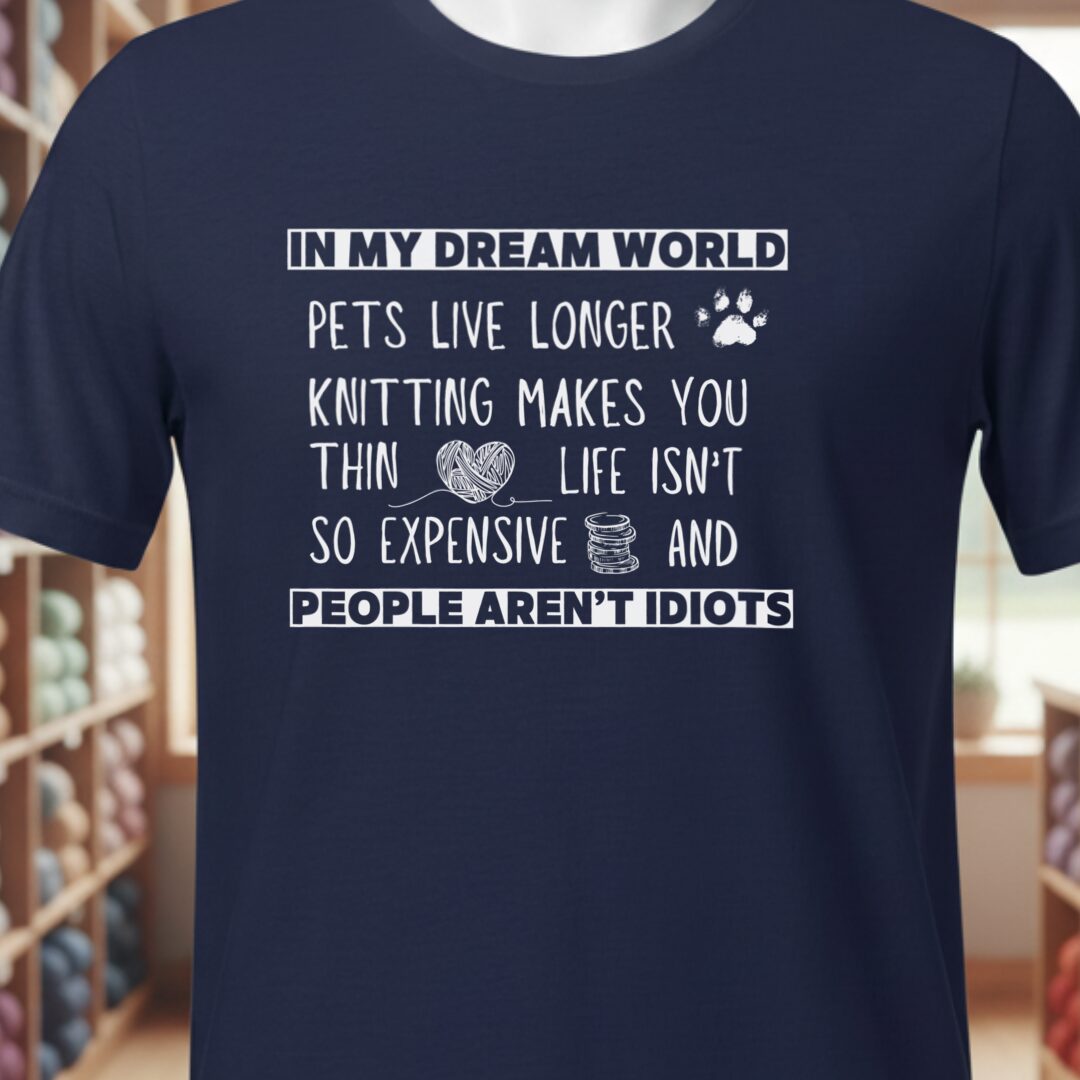 Dream World Knitting T-Shirt Navy t-shirt
