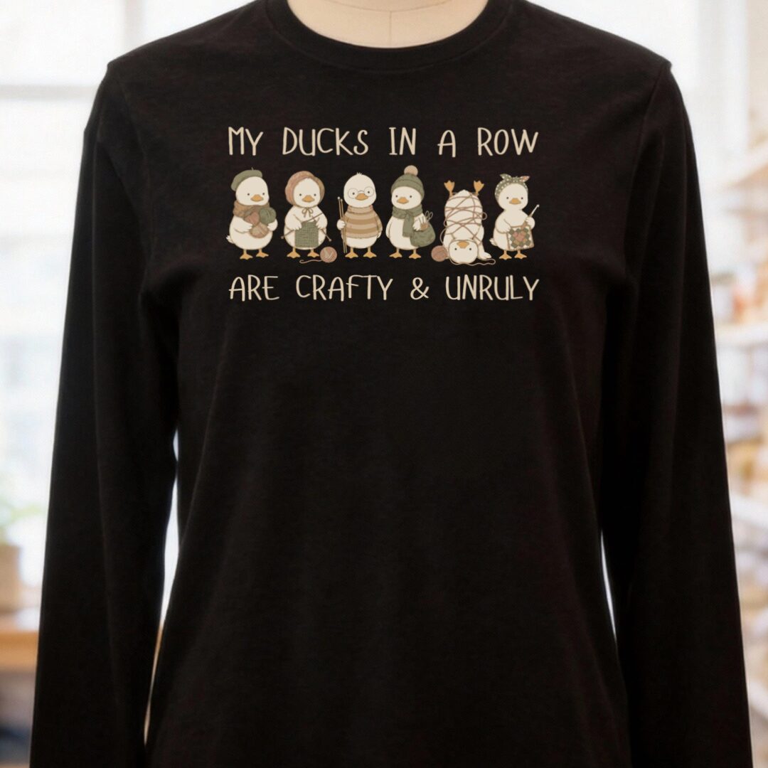 Ducks In A Row Black Long Sleeve Tee.jpg
