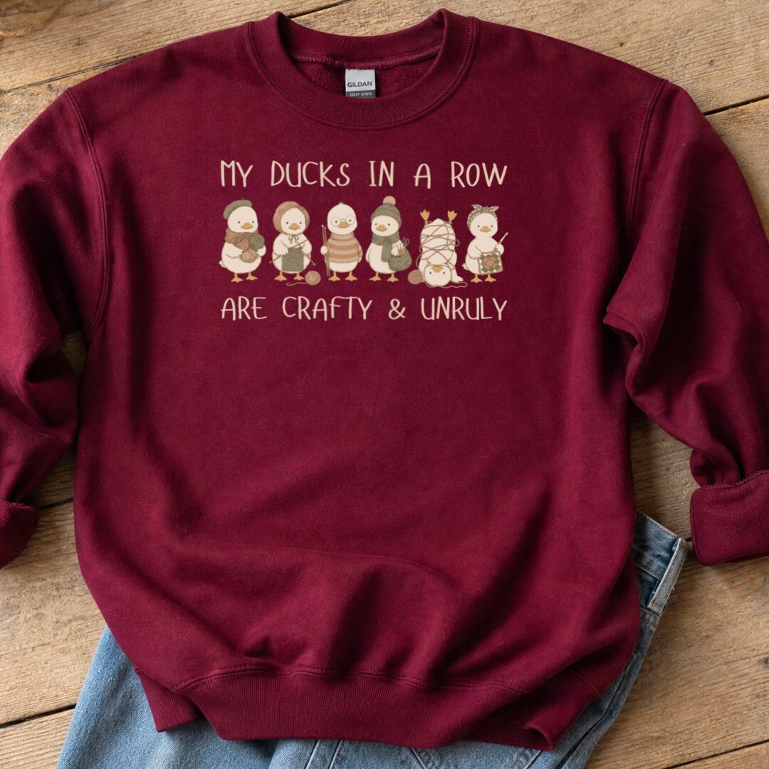 Ducks In A Row Maroon Sweatshirt.jpg