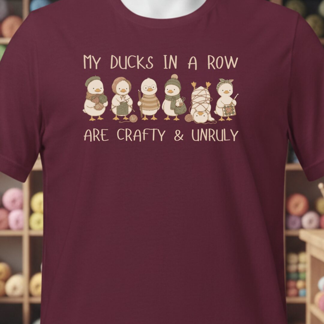Ducks In A Row Maroon T-Shirt.jpg