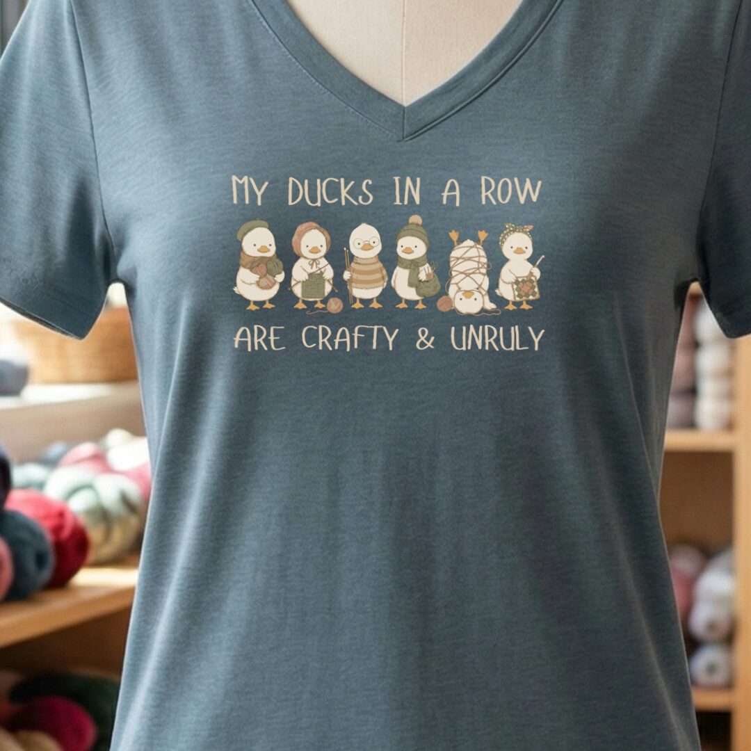 Ducks In A Row Slate V Neck.jpg