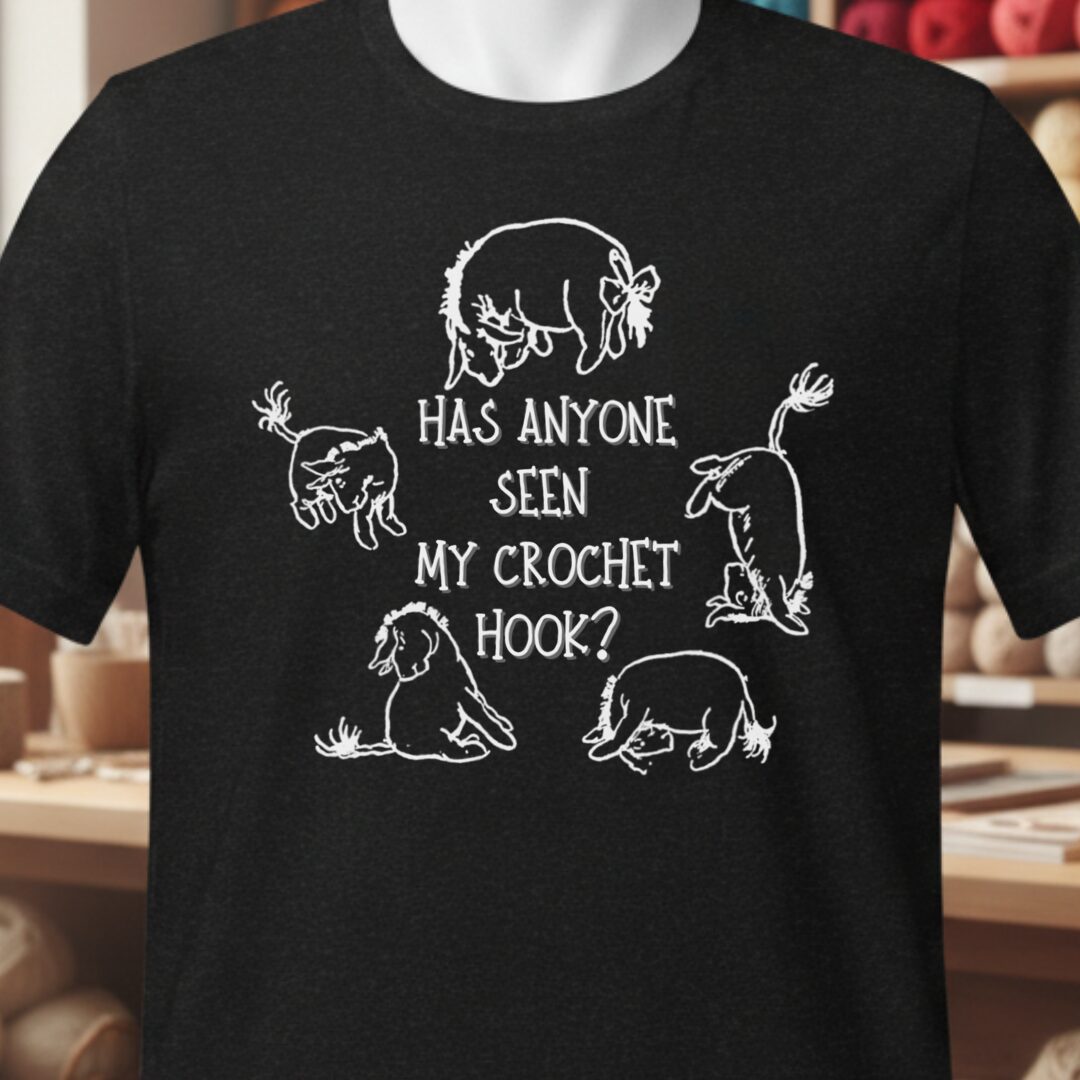 Eeyore Lost Crochet Hook T-Shirt Black t-shirt
