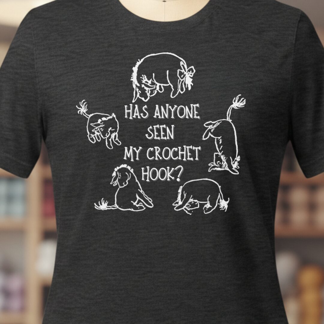 Eeyore Lost Crochet Hook T-Shirt Dark Grey t-shirt