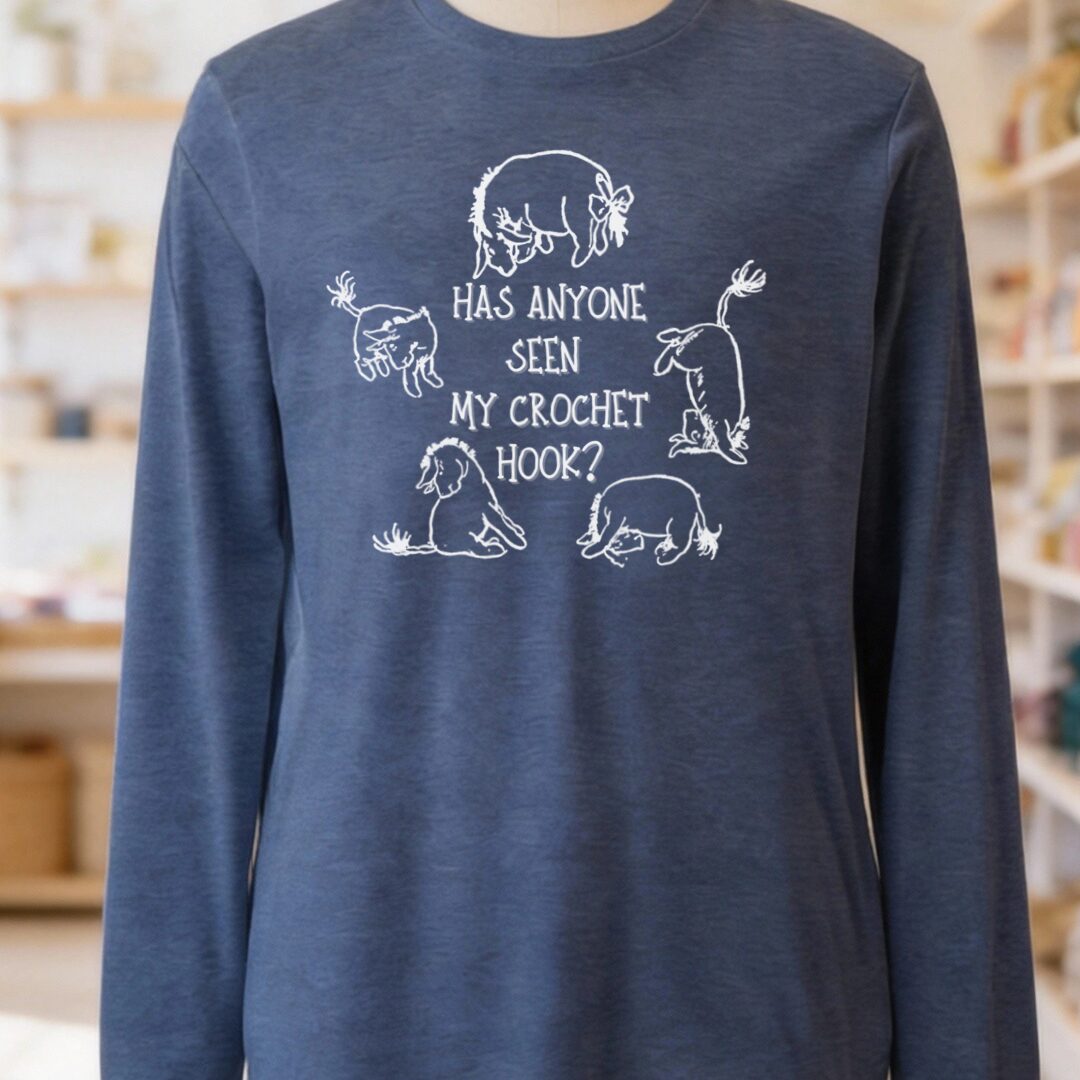 Eeyore Lost Crochet Hook Long Sleeve Tee Navy t-shirt