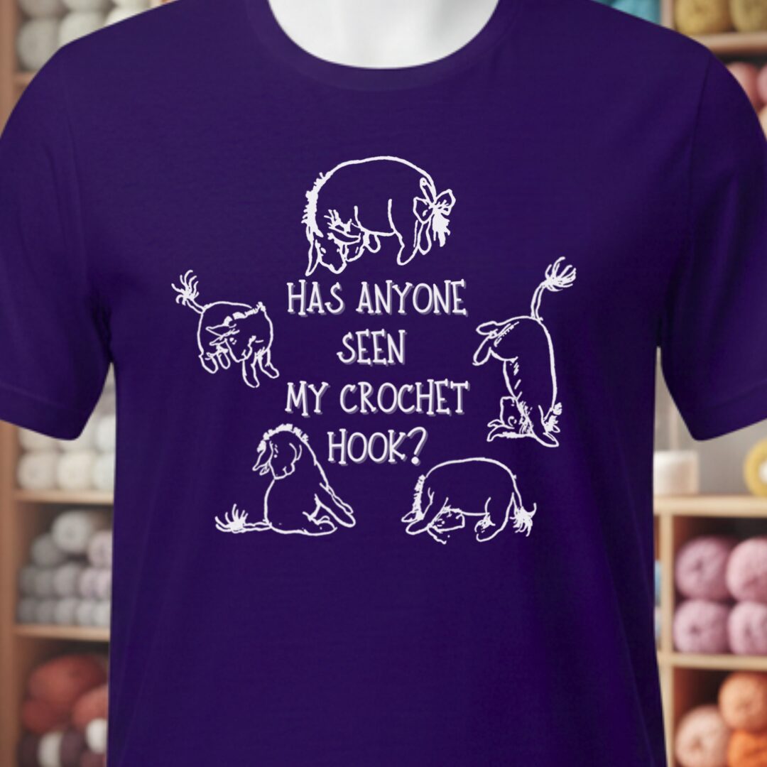 Eeyore Lost Crochet Hook T-Shirt Purple t-shirt