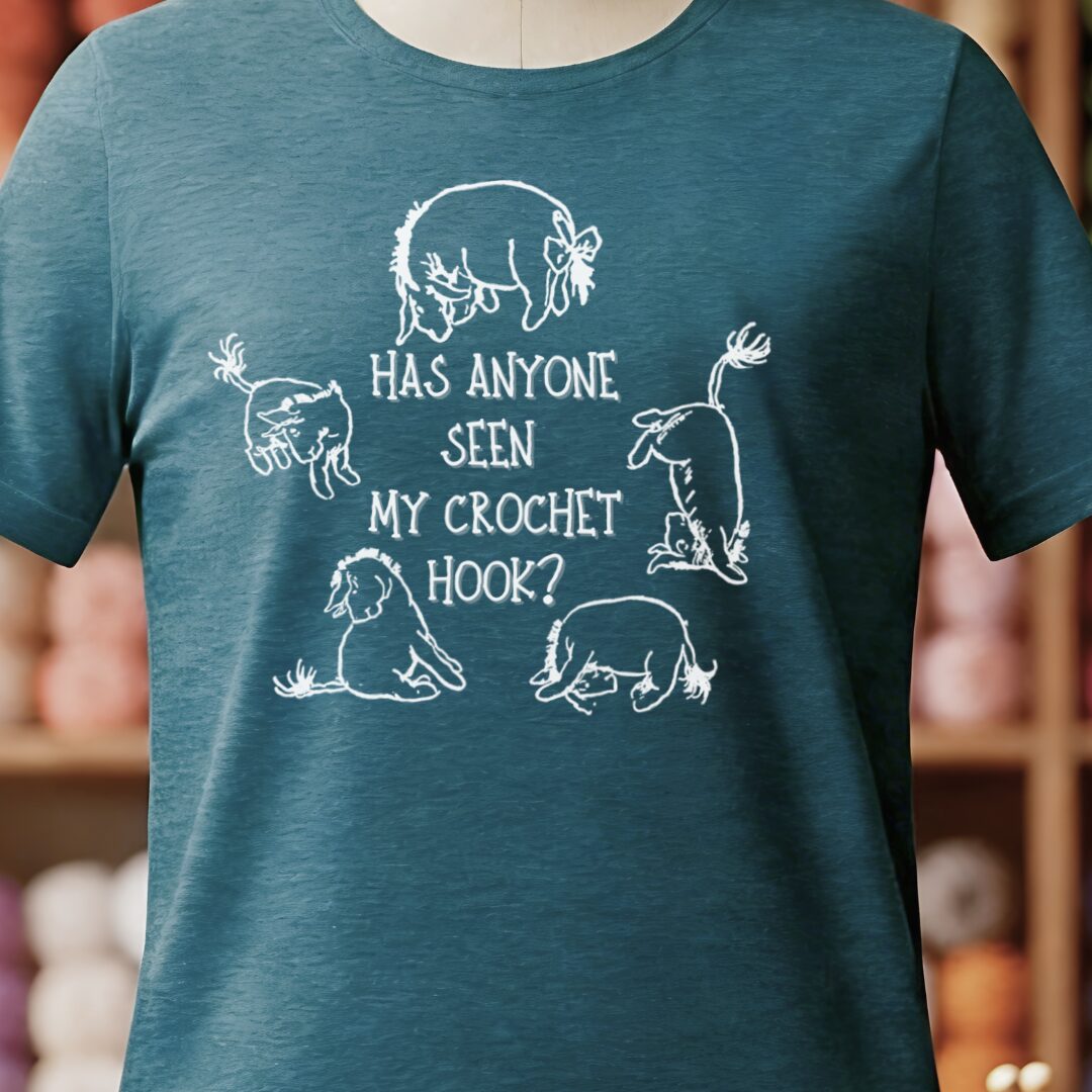 Eeyore Lost Crochet Hook T-Shirt Teal Blue t-shirt
