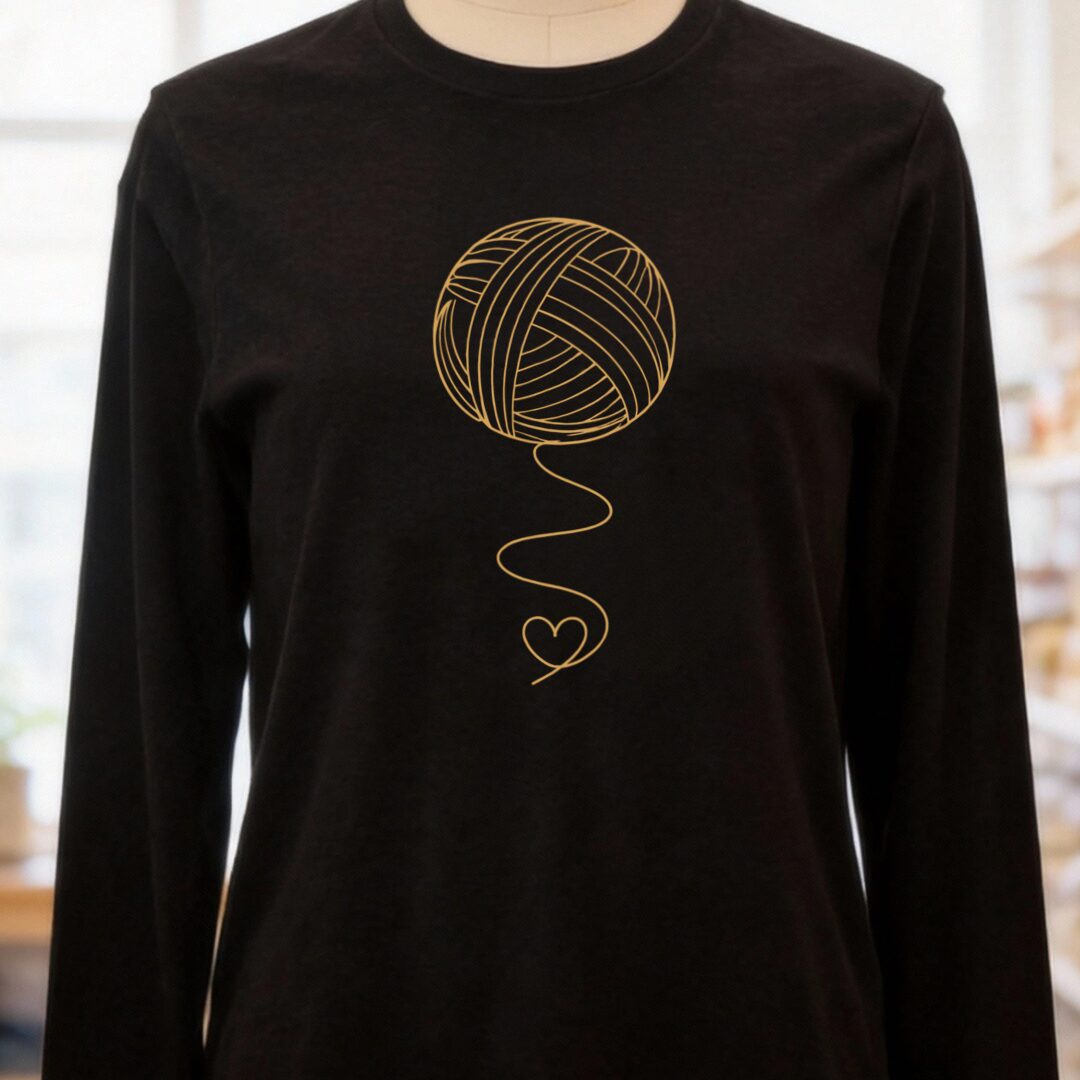 Elegant Yarn Long Sleeve Tee Black t-shirt