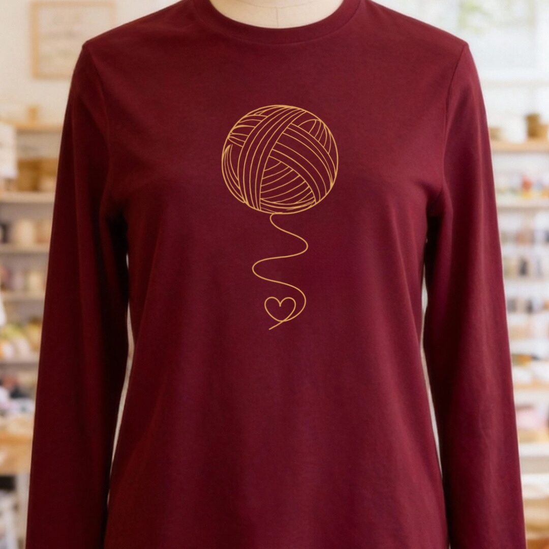 Elegant Yarn Long Sleeve Tee Maroon t-shirt
