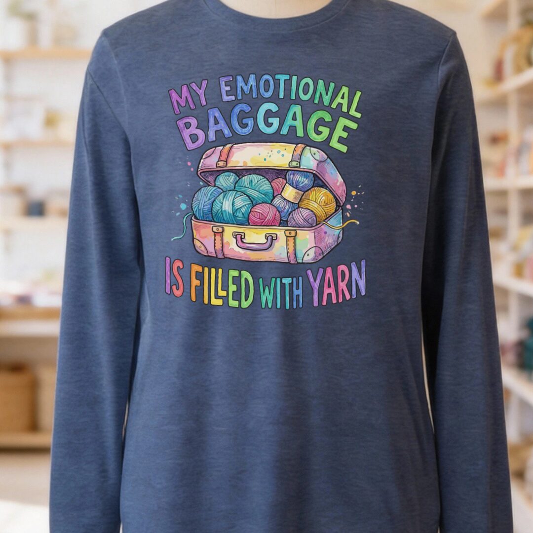 Emotional Baggage Long Sleeve Tee Navy t-shirt
