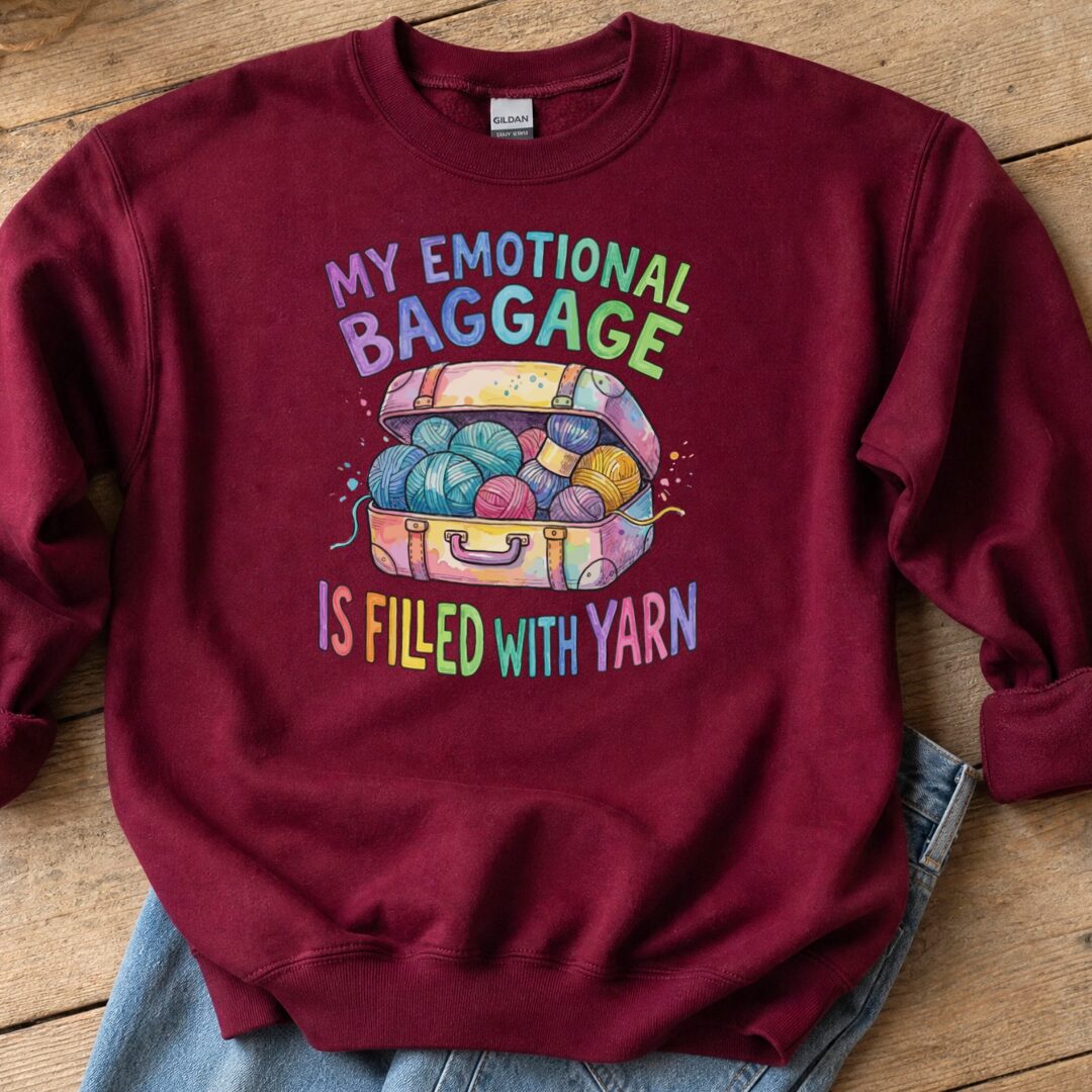 Emotional Baggage Sweatshirt Maroon t-shirt