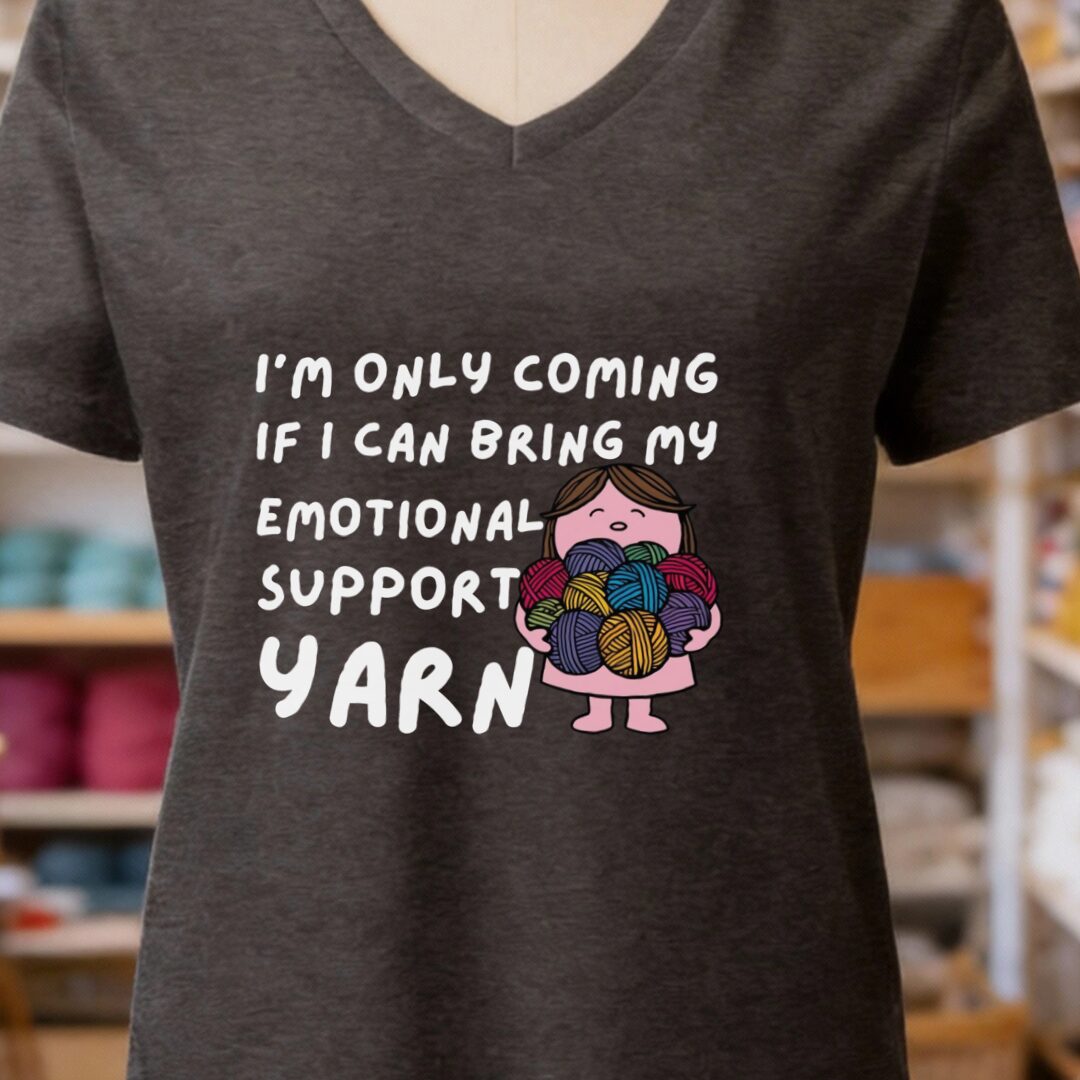 Emotional Support V-Neck T-Shirt Dark Grey t-shirt