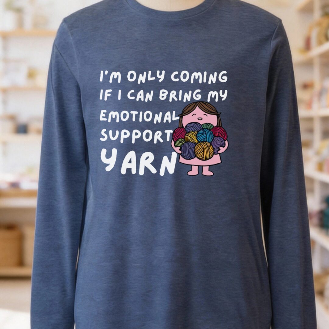 Emotional Support Long Sleeve Tee Navy t-shirt