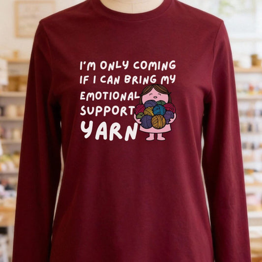 Emotional Support Long Sleeve Tee Maroon t-shirt