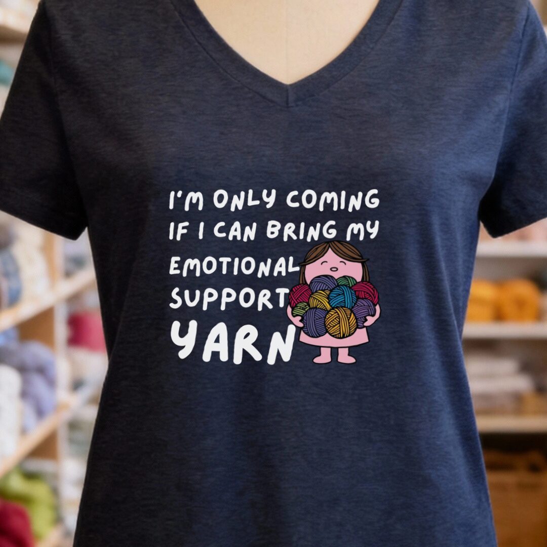 Emotional Support V-Neck T-Shirt Navy t-shirt