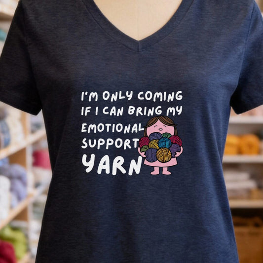 Emotional Support V-Neck T-Shirt Navy t-shirt