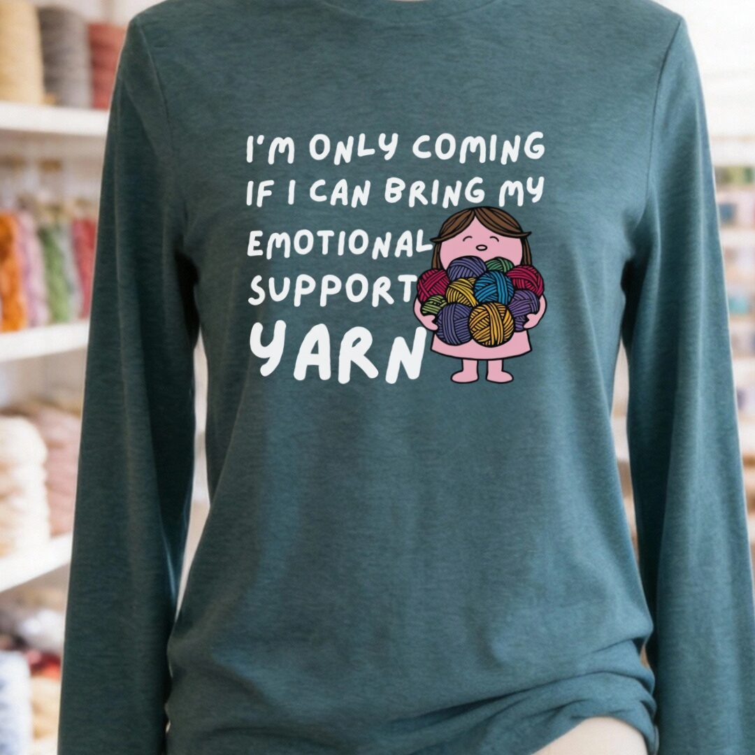 Emotional Support Long Sleeve Tee Heather Deep Teal t-shirt