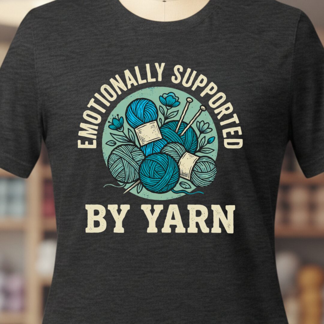 Emotionally Supported By Yarn T-Shirt Dark Grey t-shirt