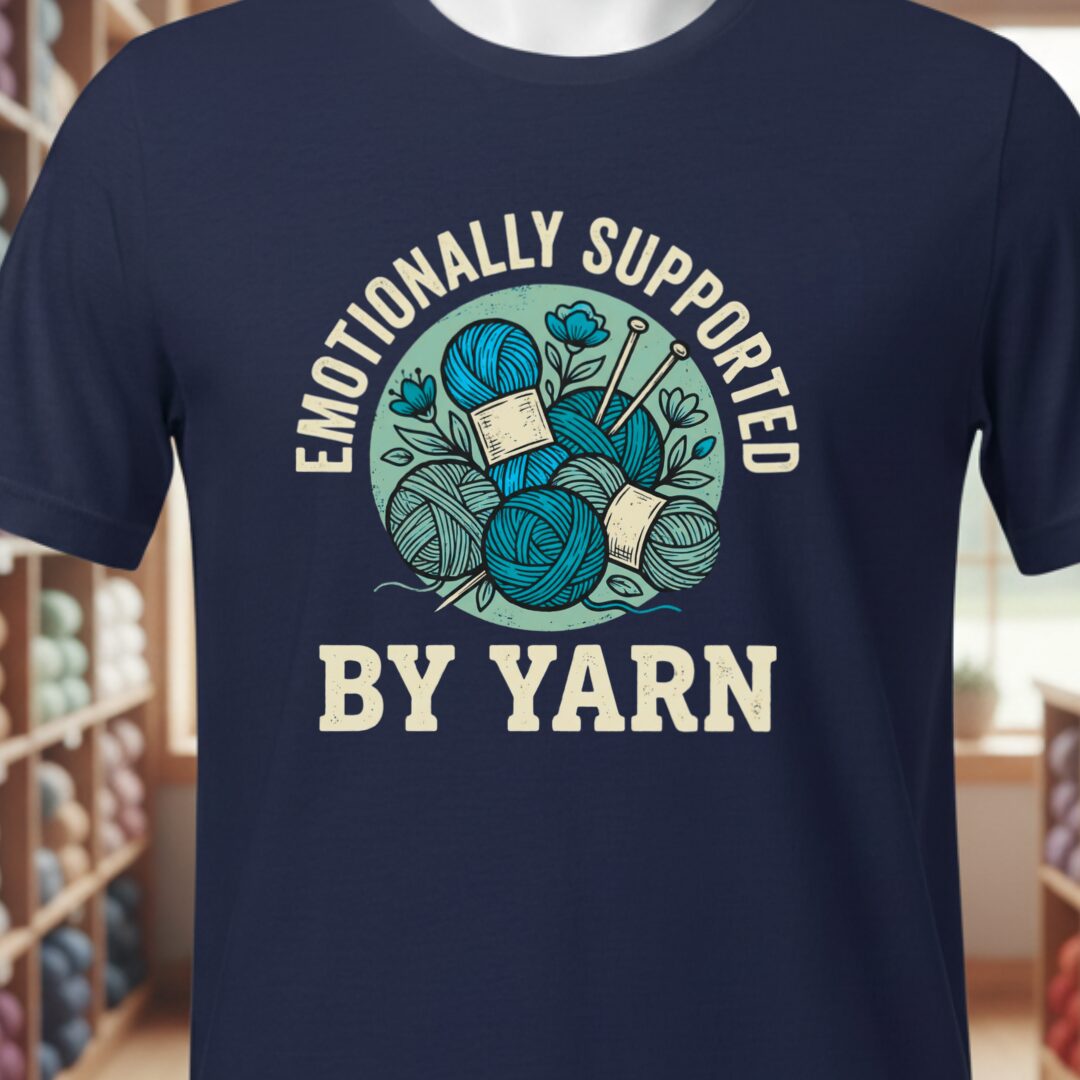 Emotionally Supported By Yarn T-Shirt Navy t-shirt