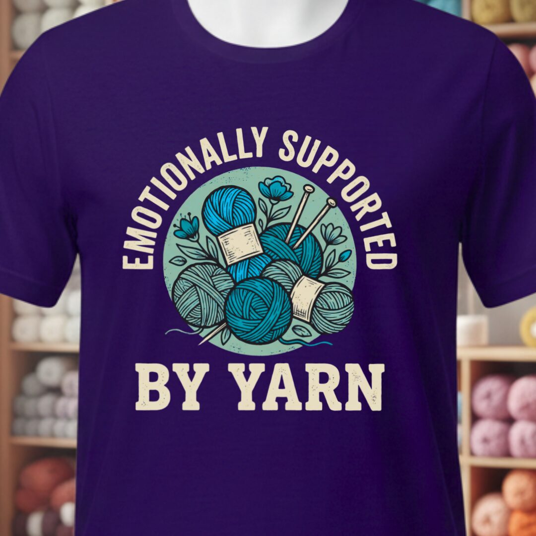 Emotionally Supported By Yarn T-Shirt Purple t-shirt