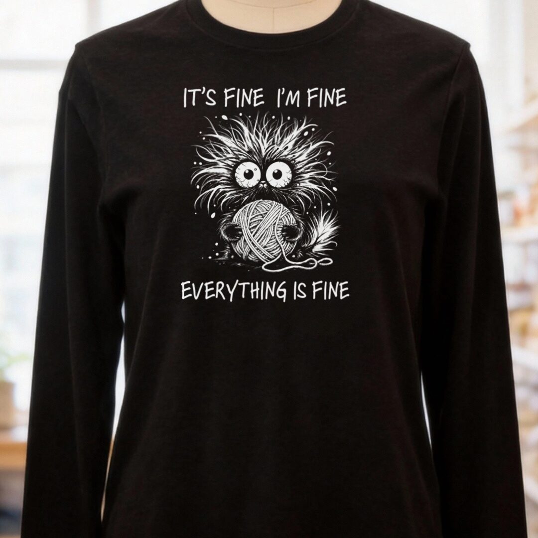 Everything Is Fine Long Sleeve Tee Black t-shirt
