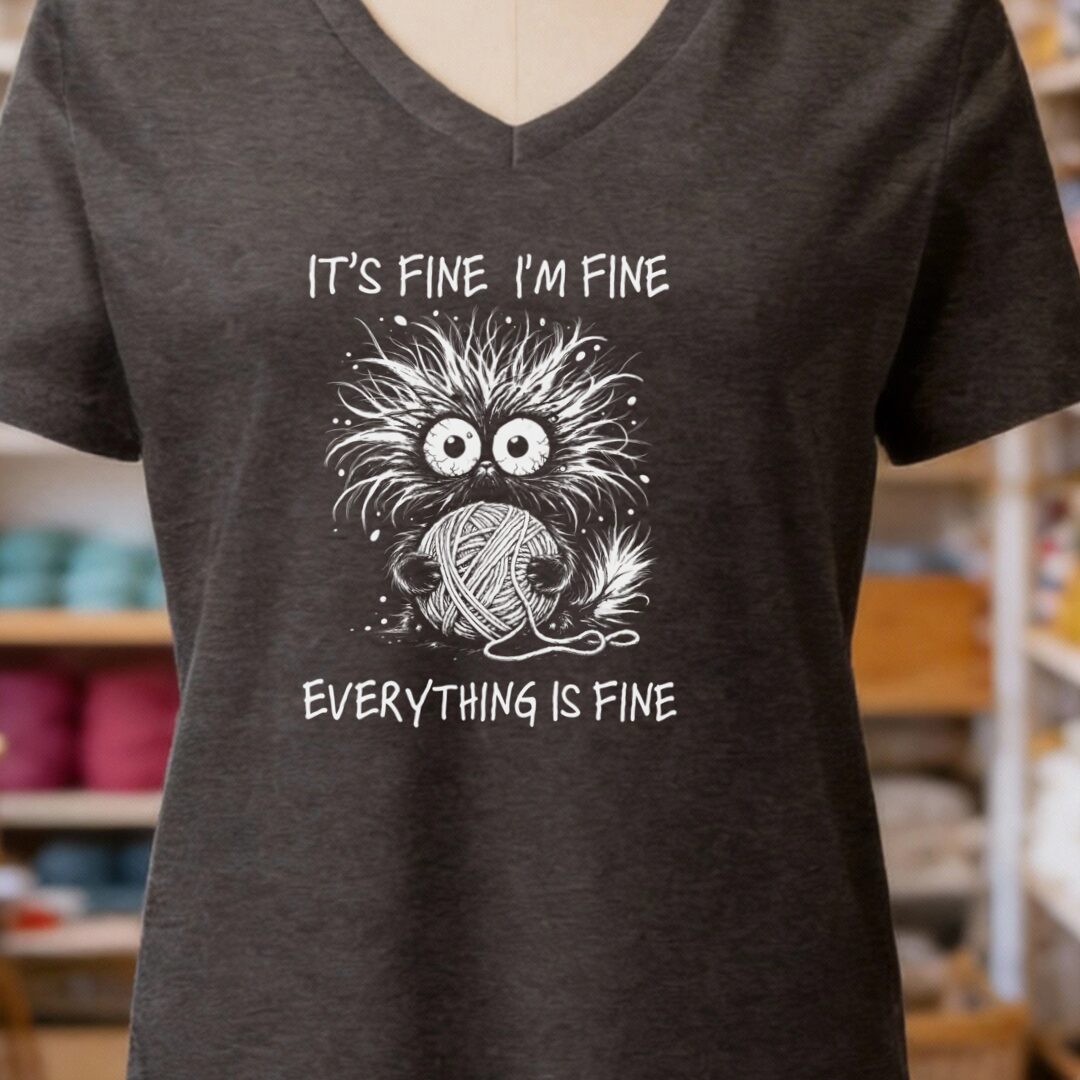 Everything Is Fine V-Neck T-Shirt Dark Grey t-shirt