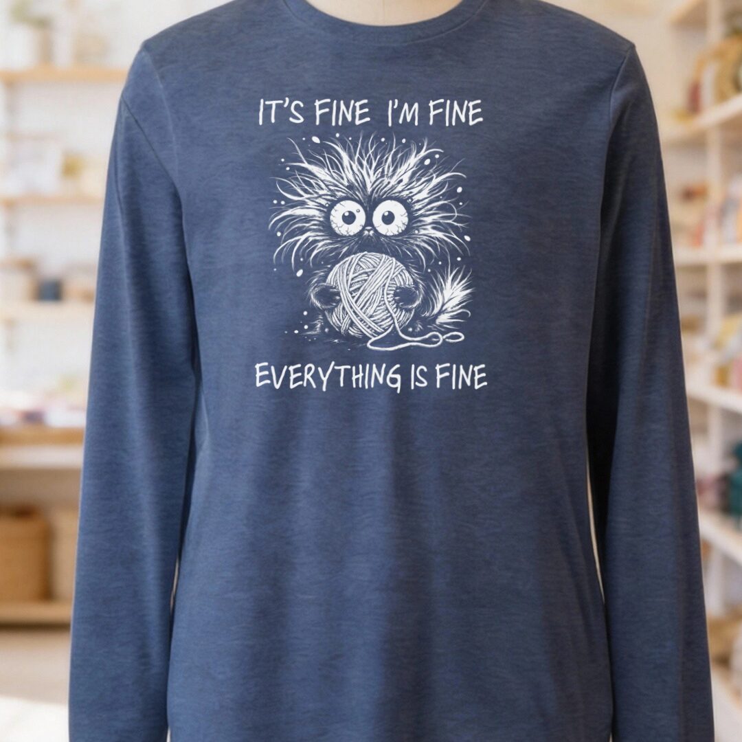 Everything Is Fine Long Sleeve Tee Navy t-shirt
