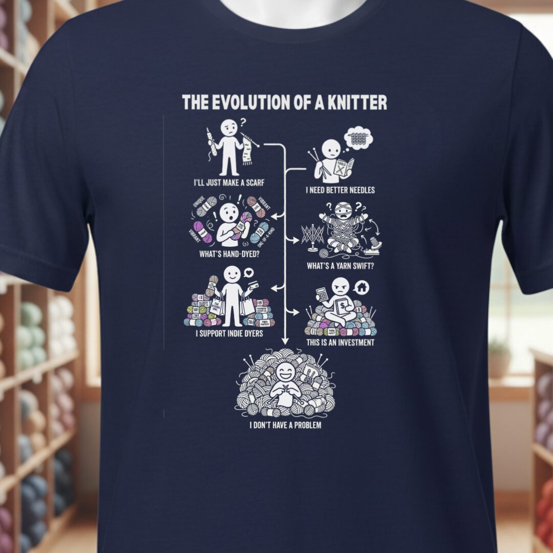 Evolution of A Knitter T-Shirt Navy t-shirt