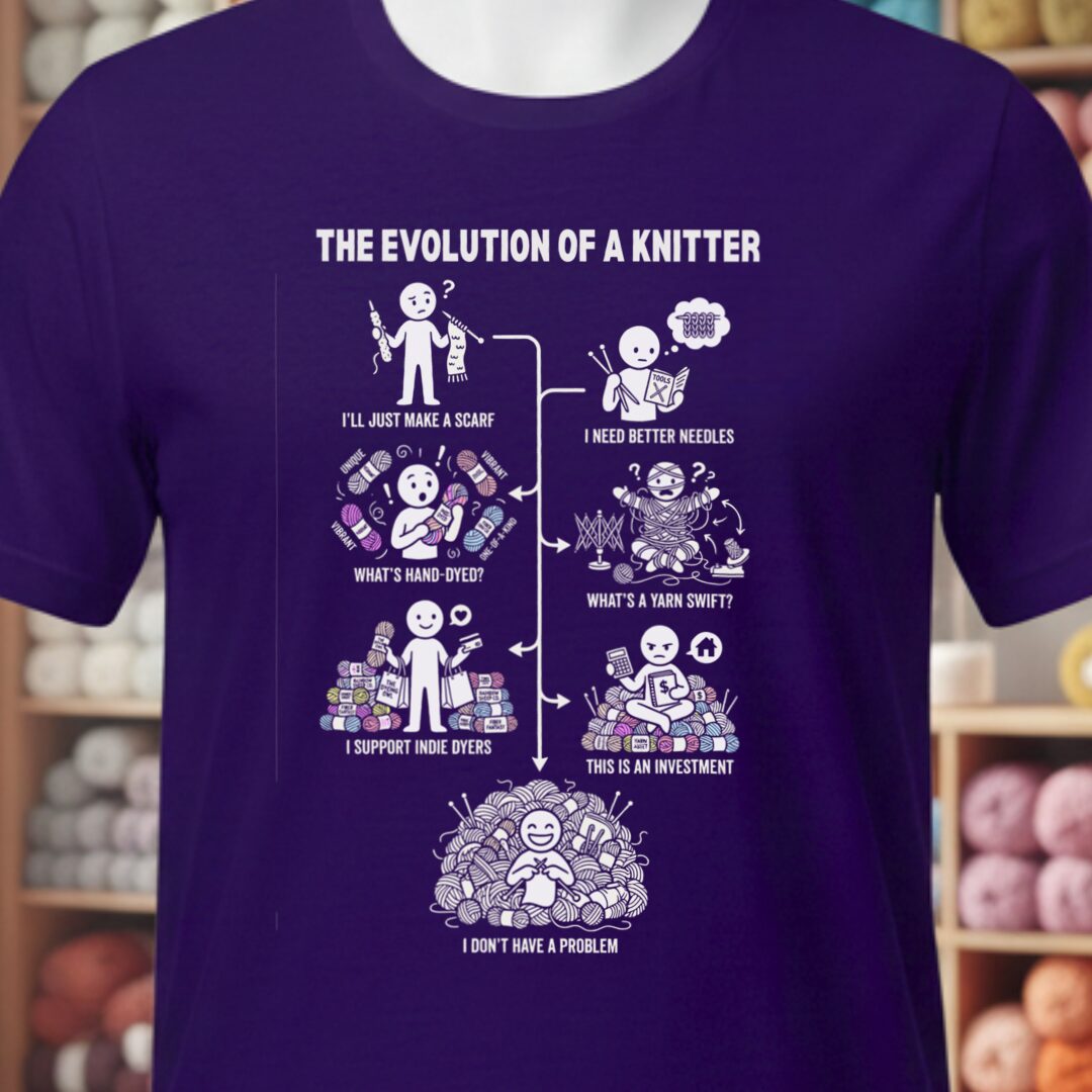 Evolution of A Knitter T-Shirt Purple t-shirt