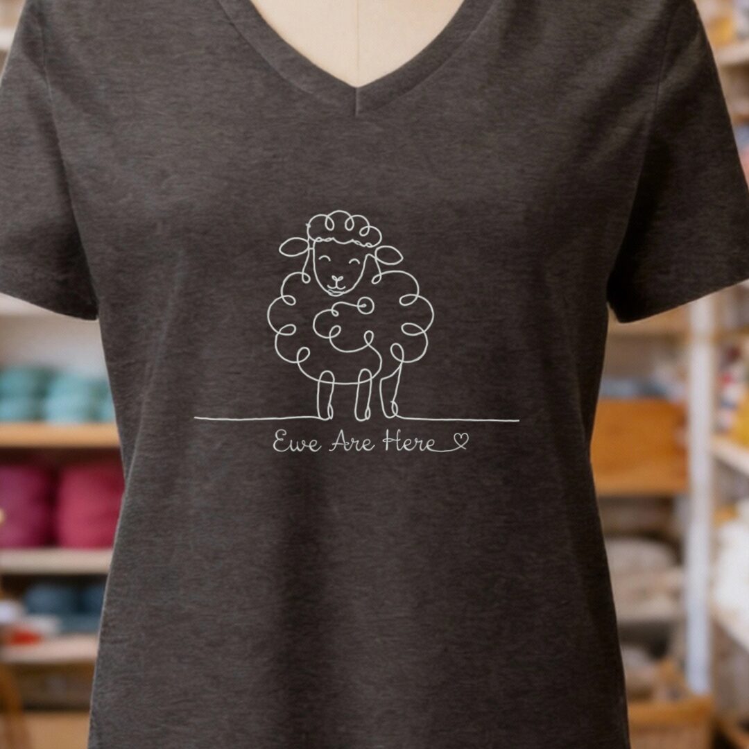 Ewe Are Here V-Neck T-Shirt Dark Grey t-shirt