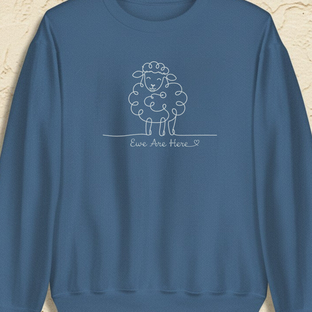 Ewe Are Here Indigo Blue Sweatshirt.jpg
