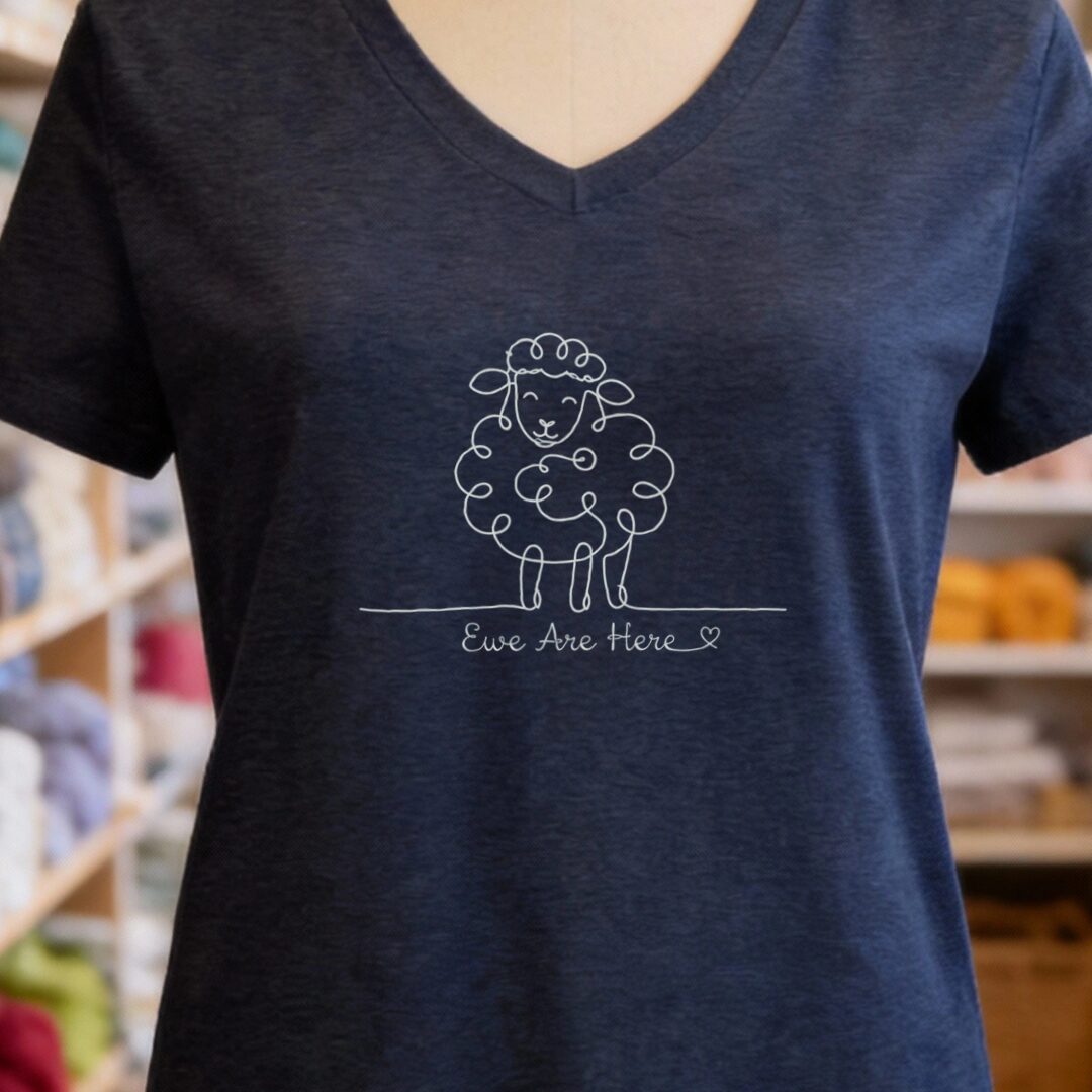 Ewe Are Here V-Neck T-Shirt Navy t-shirt