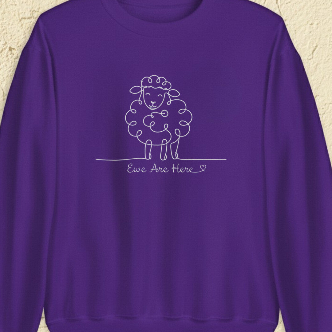 Ewe Are Here Purple Sweatshirt.jpg
