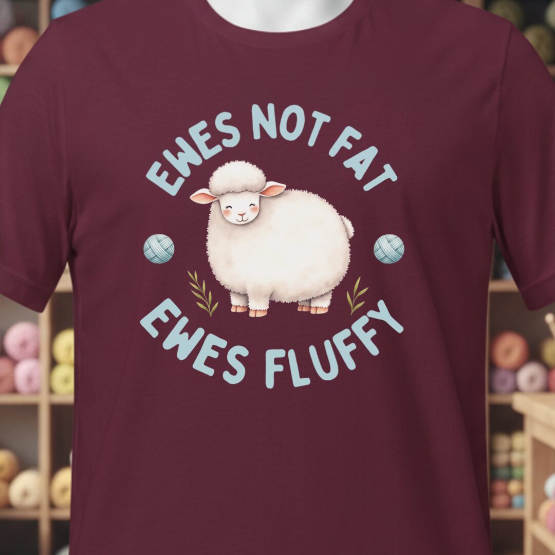 Ewes Not Fat, Ewes Fluffy T-Shirt Maroon t-shirt