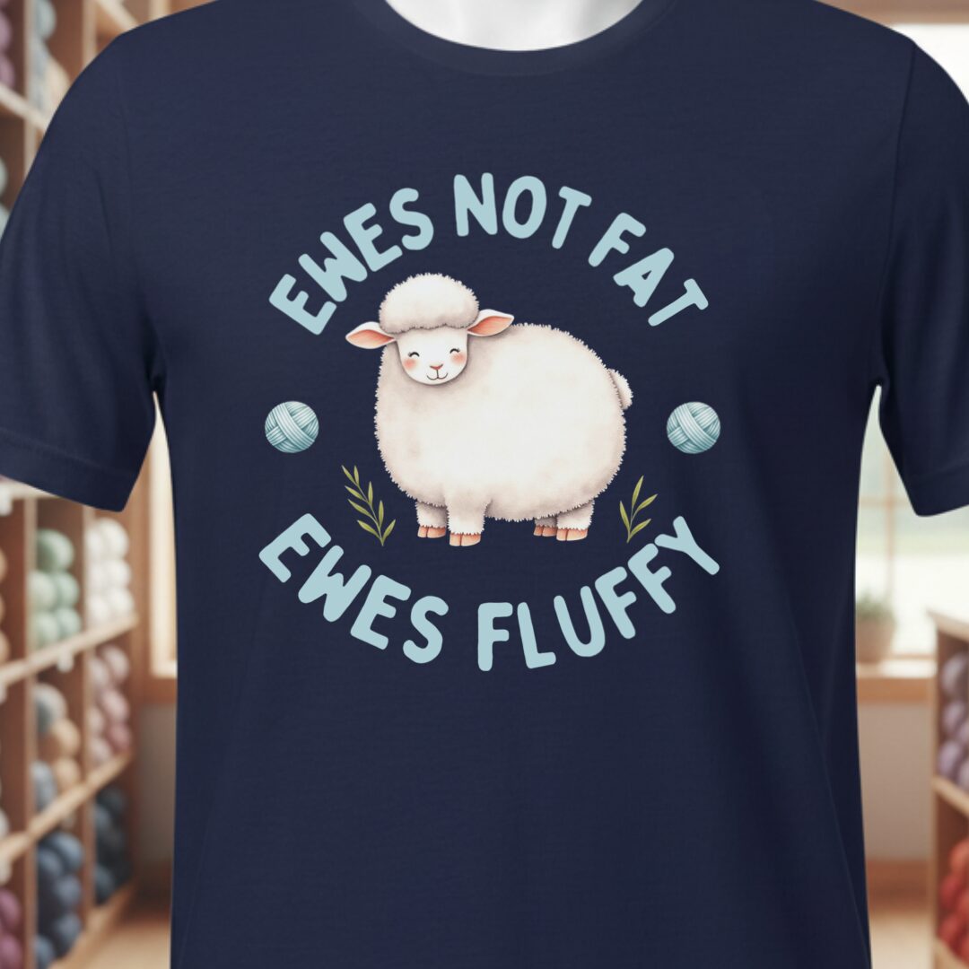 Ewes Not Fat, Ewes Fluffy T-Shirt Navy t-shirt